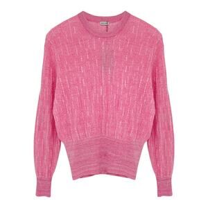 RACHEL COMEY Amares Crinkle Knit Top Sweater in Pink Marled S